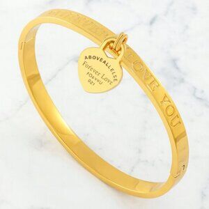 "Sabrina" Waterproof Heart Charm Cuff Bracelet